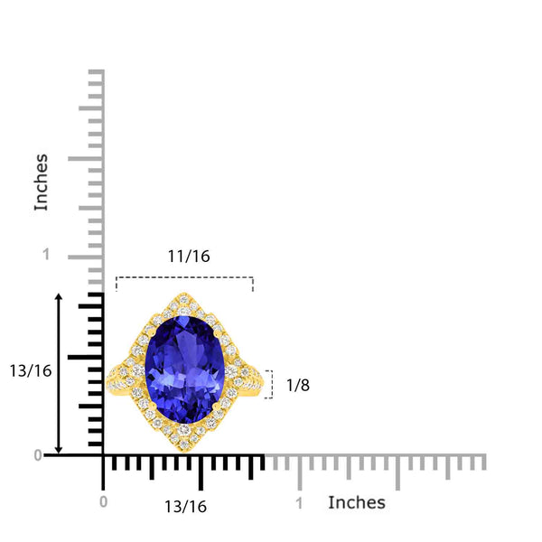 6.25ct Oval Tanzanite Ring with 0.65 cttw Diamond