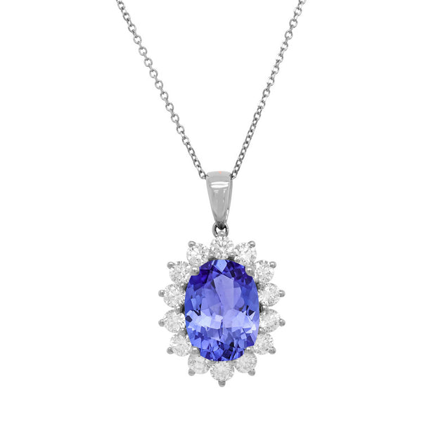 6.25ct Oval Tanzanite Pendant with 1.86 cttw Diamond