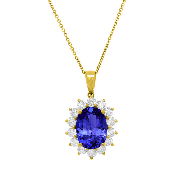 6.25ct Oval Tanzanite Pendant with 1.86 cttw Diamond