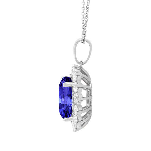 6.25ct Oval Tanzanite Pendant with 1.86 cttw Diamond