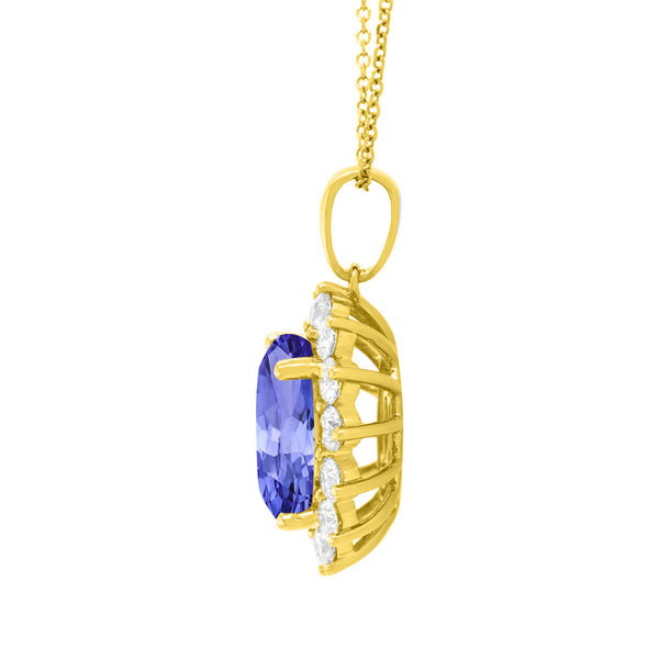 6.25ct Oval Tanzanite Pendant with 1.86 cttw Diamond