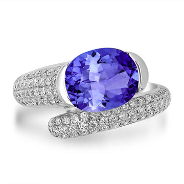 2.85ct Oval Tanzanite Ring with 0.63 cttw Diamond