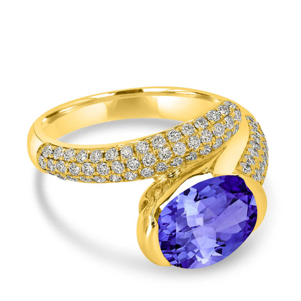 2.85ct Oval Tanzanite Ring with 0.63 cttw Diamond