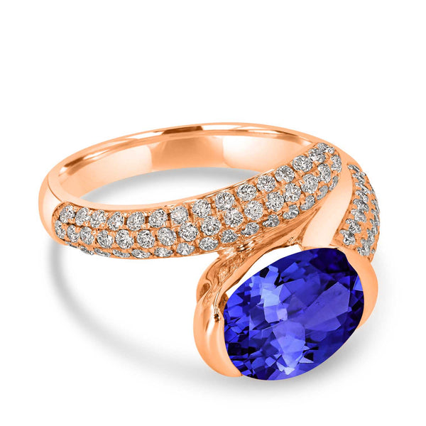 2.85ct Oval Tanzanite Ring with 0.63 cttw Diamond
