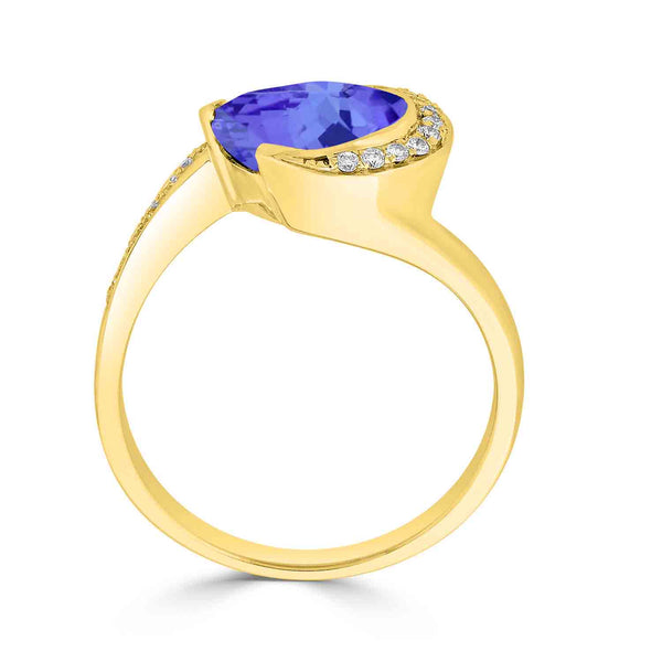 2.25ct Pear Tanzanite Ring with 0.15 cttw Diamond