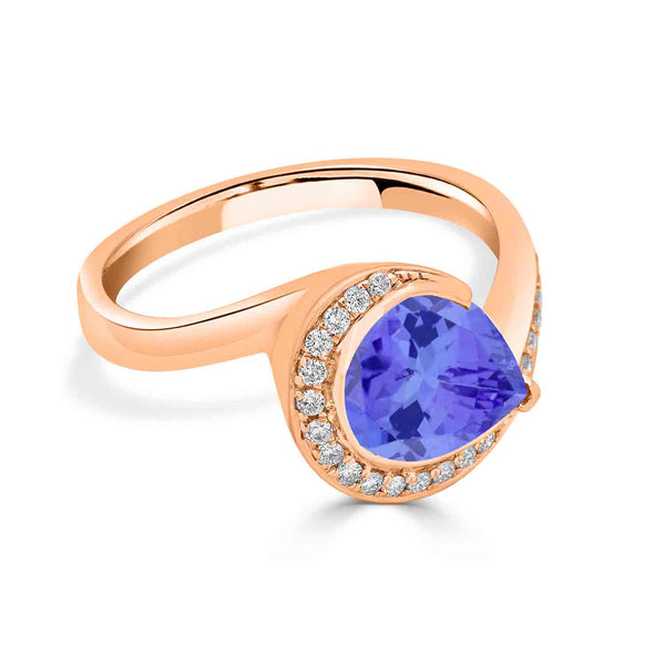 2.25ct Pear Tanzanite Ring with 0.15 cttw Diamond