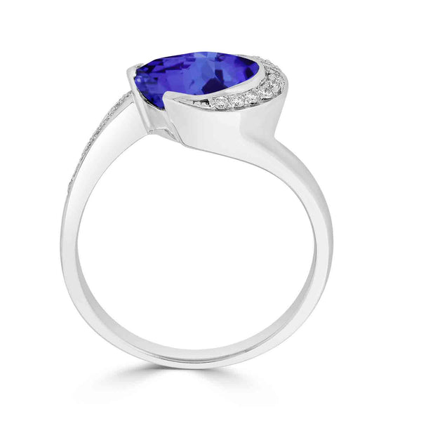 2.25ct Pear Tanzanite Ring with 0.15 cttw Diamond