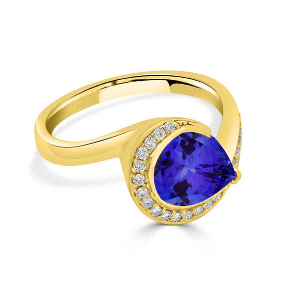 2.25ct Pear Tanzanite Ring with 0.15 cttw Diamond