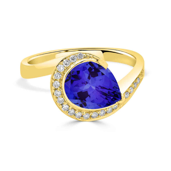 2.25ct Pear Tanzanite Ring with 0.15 cttw Diamond