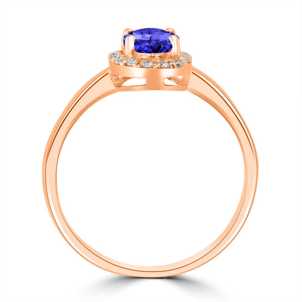 0.76ct Oval Tanzanite Ring with 0.2 cttw Diamond