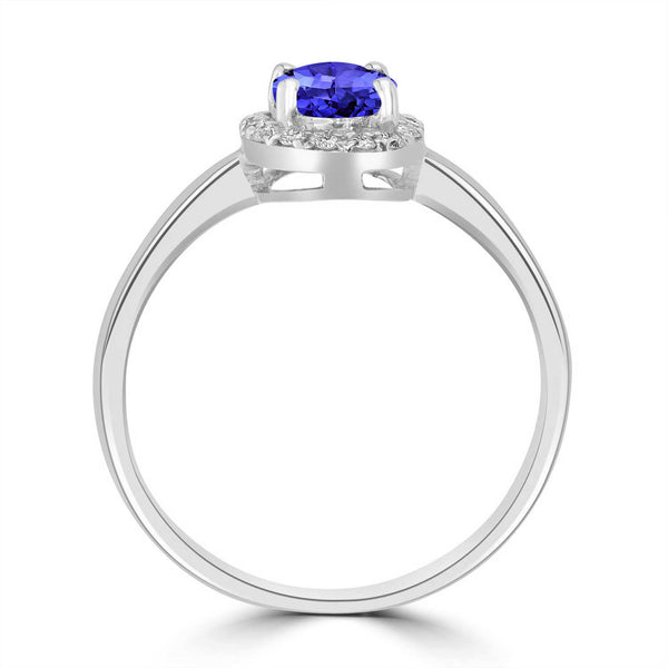 0.76ct Oval Tanzanite Ring with 0.2 cttw Diamond