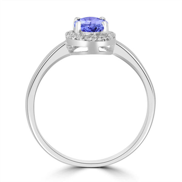 0.76ct Oval Tanzanite Ring with 0.2 cttw Diamond