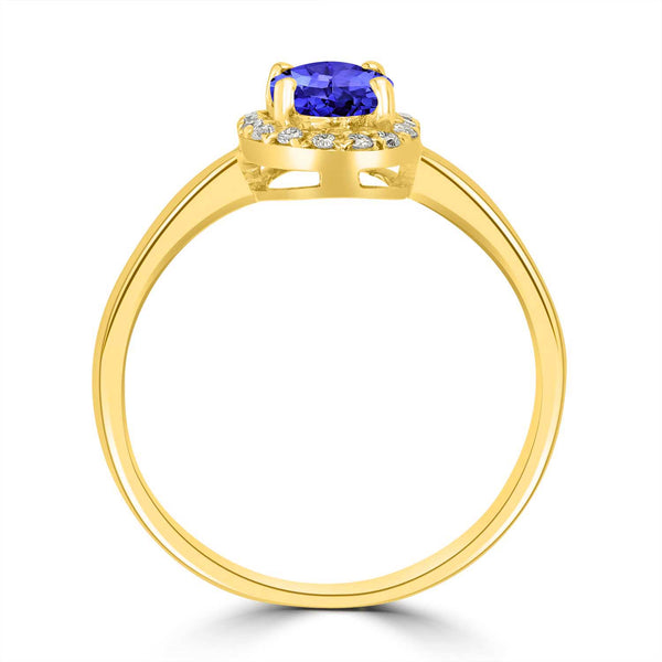 0.76ct Oval Tanzanite Ring with 0.2 cttw Diamond