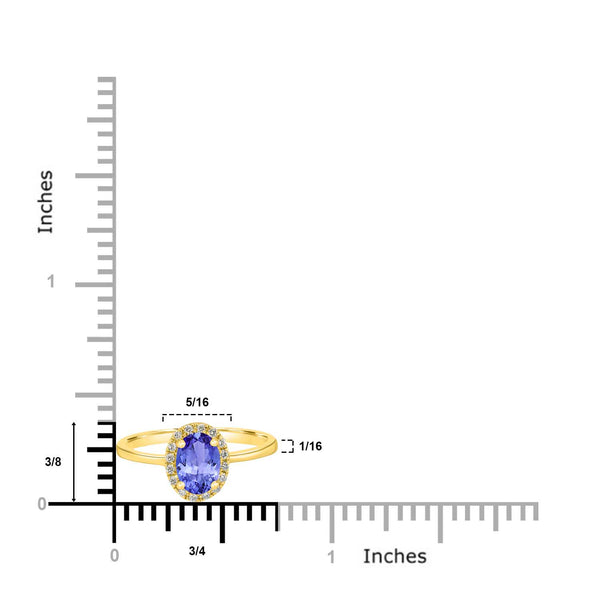 0.76ct Oval Tanzanite Ring with 0.2 cttw Diamond