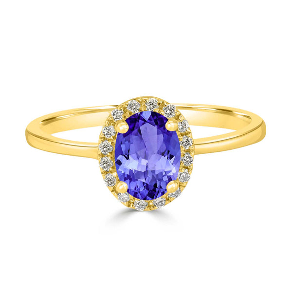 0.76ct Oval Tanzanite Ring with 0.2 cttw Diamond