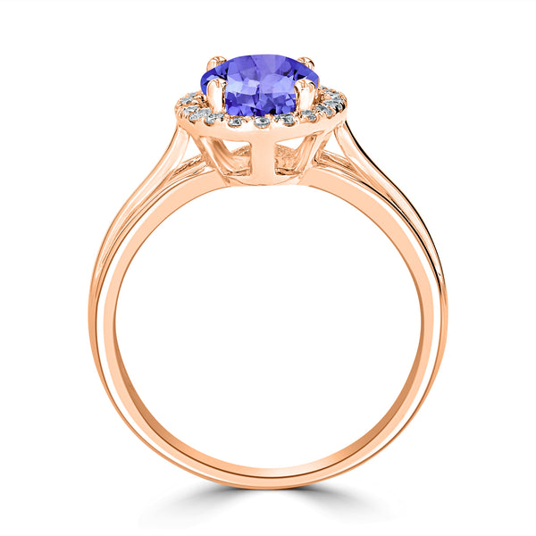 1.8ct Oval Tanzanite Ring with 0.17 cttw Diamond