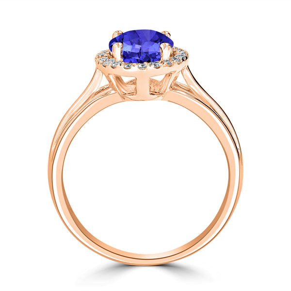 1.8ct Oval Tanzanite Ring with 0.17 cttw Diamond