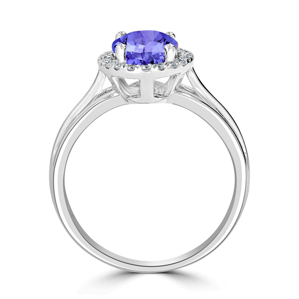 1.8ct Oval Tanzanite Ring with 0.17 cttw Diamond