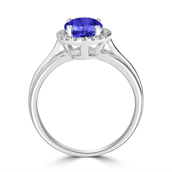 1.8ct Oval Tanzanite Ring with 0.17 cttw Diamond
