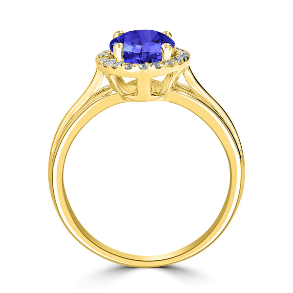 1.8ct Oval Tanzanite Ring with 0.17 cttw Diamond