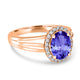 1.8ct Oval Tanzanite Ring with 0.17 cttw Diamond