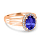 1.8ct Oval Tanzanite Ring with 0.17 cttw Diamond
