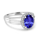 1.8ct Oval Tanzanite Ring with 0.17 cttw Diamond