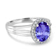 1.8ct Oval Tanzanite Ring with 0.17 cttw Diamond