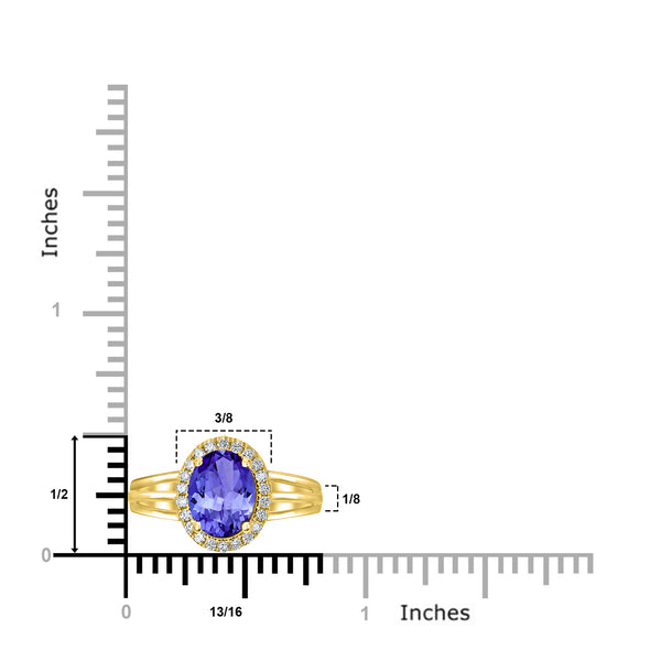 1.8ct Oval Tanzanite Ring with 0.17 cttw Diamond