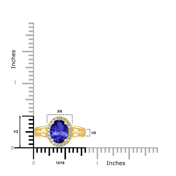 1.8ct Oval Tanzanite Ring with 0.17 cttw Diamond