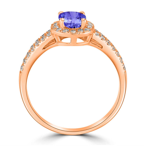 0.76ct Oval Tanzanite Ring with 0.36 cttw Diamond