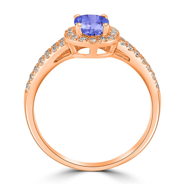 0.76ct Oval Tanzanite Ring with 0.36 cttw Diamond