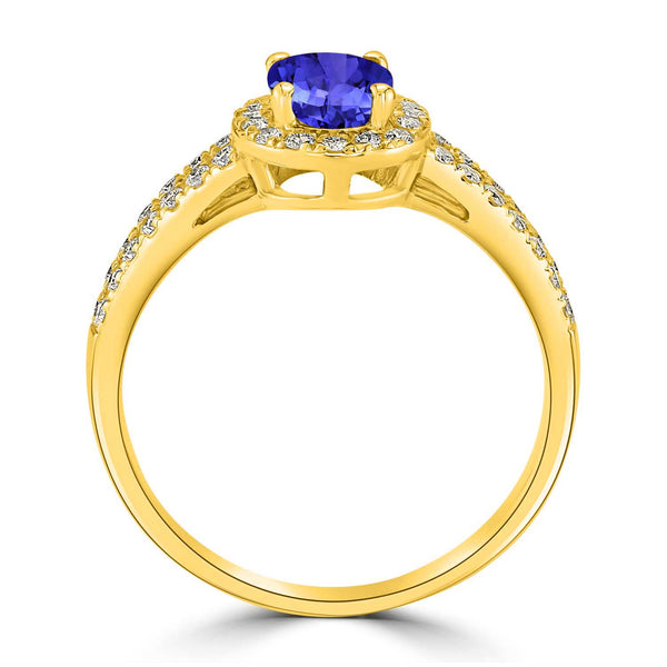 0.76ct Oval Tanzanite Ring with 0.36 cttw Diamond