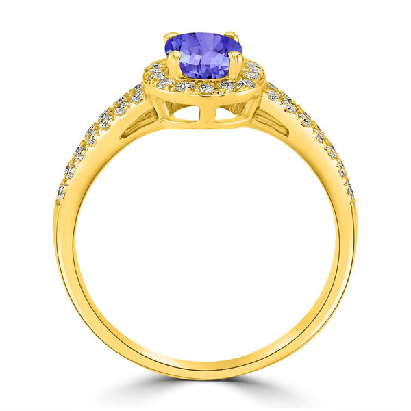 0.76ct Oval Tanzanite Ring with 0.36 cttw Diamond