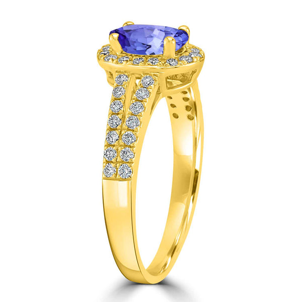 0.76ct Oval Tanzanite Ring with 0.36 cttw Diamond