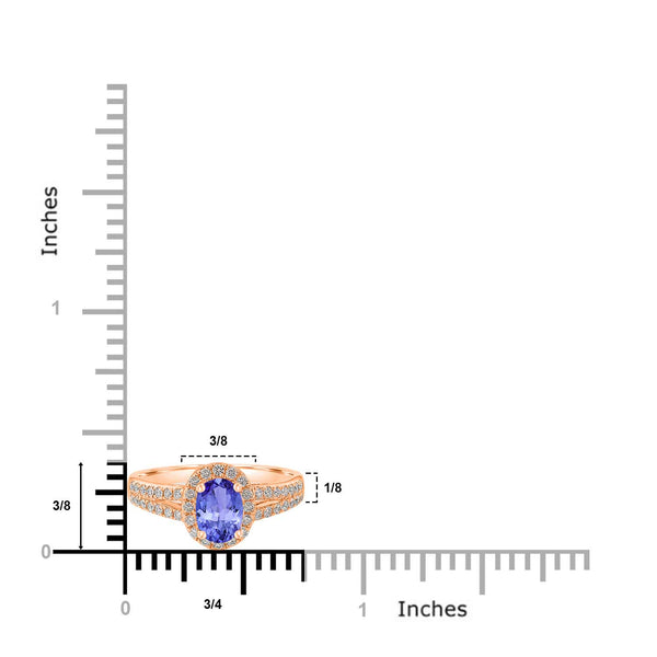0.76ct Oval Tanzanite Ring with 0.36 cttw Diamond