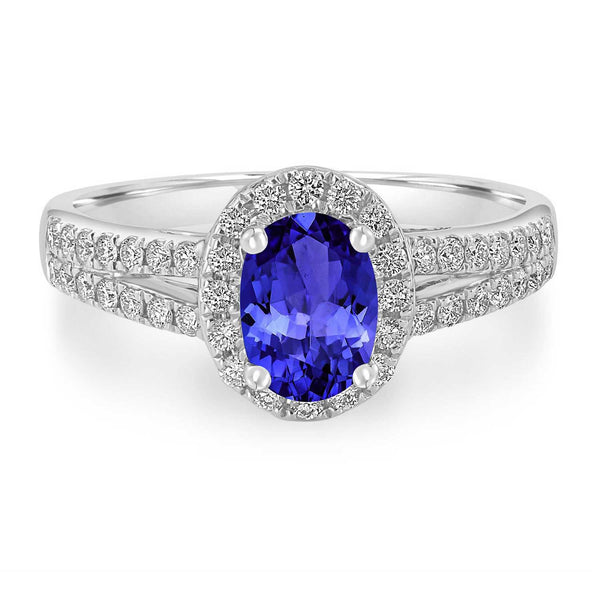 0.76ct Oval Tanzanite Ring with 0.36 cttw Diamond