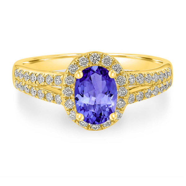 0.76ct Oval Tanzanite Ring with 0.36 cttw Diamond