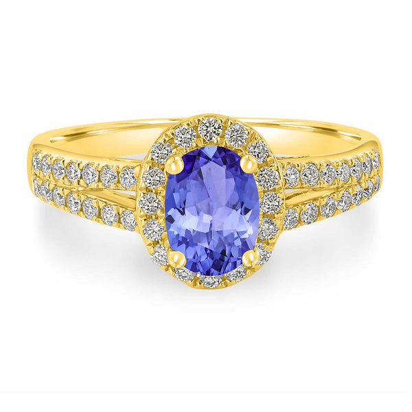 0.76ct Oval Tanzanite Ring with 0.36 cttw Diamond