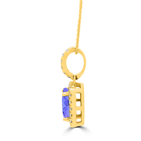 1ct Oval Tanzanite Pendant with 0.17 cttw Diamond