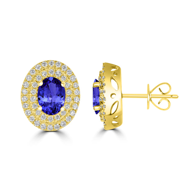 1.52ct Oval Tanzanite Halo Earring with 0.48 cttw Diamond