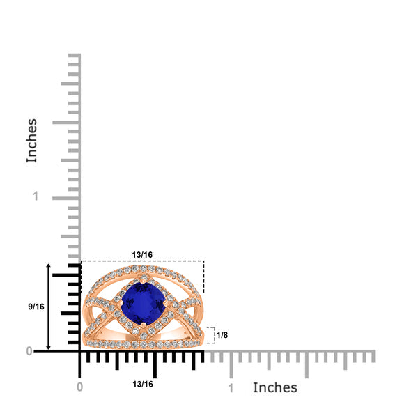 1.4ct Round Tanzanite Ring with 0.73 cttw Diamond