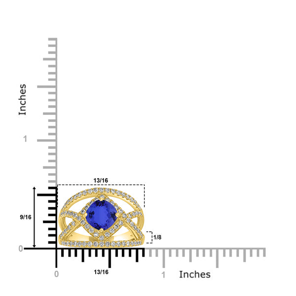1.4ct Round Tanzanite Ring with 0.73 cttw Diamond