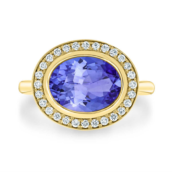 2.85ct Oval Tanzanite Ring with 0.21 cttw Diamond