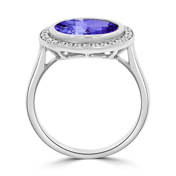 2.85ct Oval Tanzanite Ring with 0.21 cttw Diamond