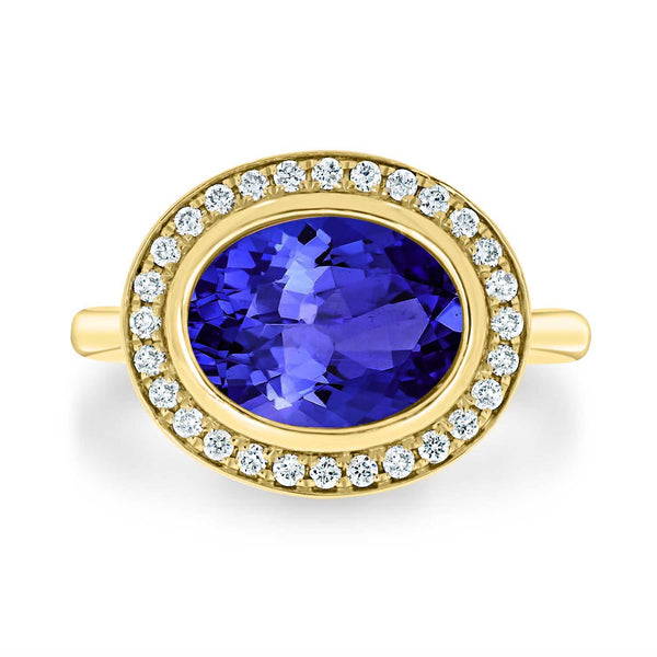 2.85ct Oval Tanzanite Ring with 0.21 cttw Diamond