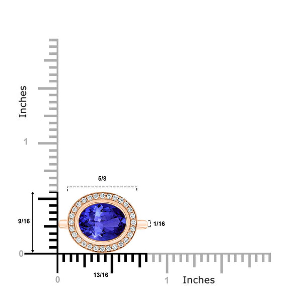 2.85ct Oval Tanzanite Ring with 0.21 cttw Diamond