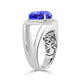 5.5 ct Oval Tanzanite Men's Ring with 0.85 cttw Diamond
