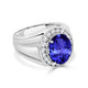 5.5 ct Oval Tanzanite Men's Ring with 0.85 cttw Diamond