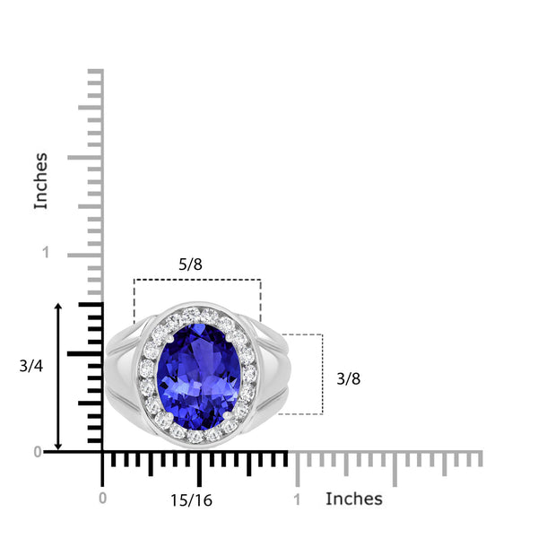 5.5 ct Oval Tanzanite Men's Ring with 0.85 cttw Diamond